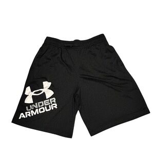 Youth Under Armour Large Black White Graphic Shorts Pockets Drawstring Sports